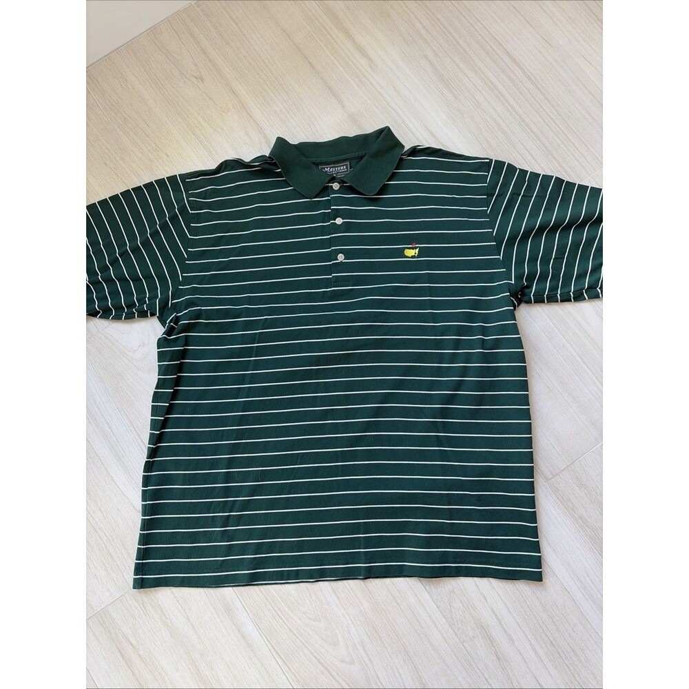 Masters Collection Polo Golf Shirt - Green & White Striped Men’s XL Augusta